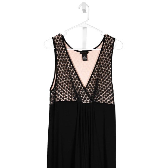 BCBG MaxAzria Women's Dress Black Beige Stretch Sleeveless Midi Fit Flare Size L - Picture 4 of 9